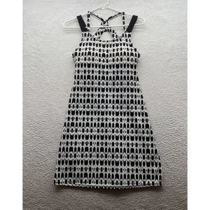 Athleta Venice Swim Dress Womens Size 32 D/DD Racerback Built in Bra White Black